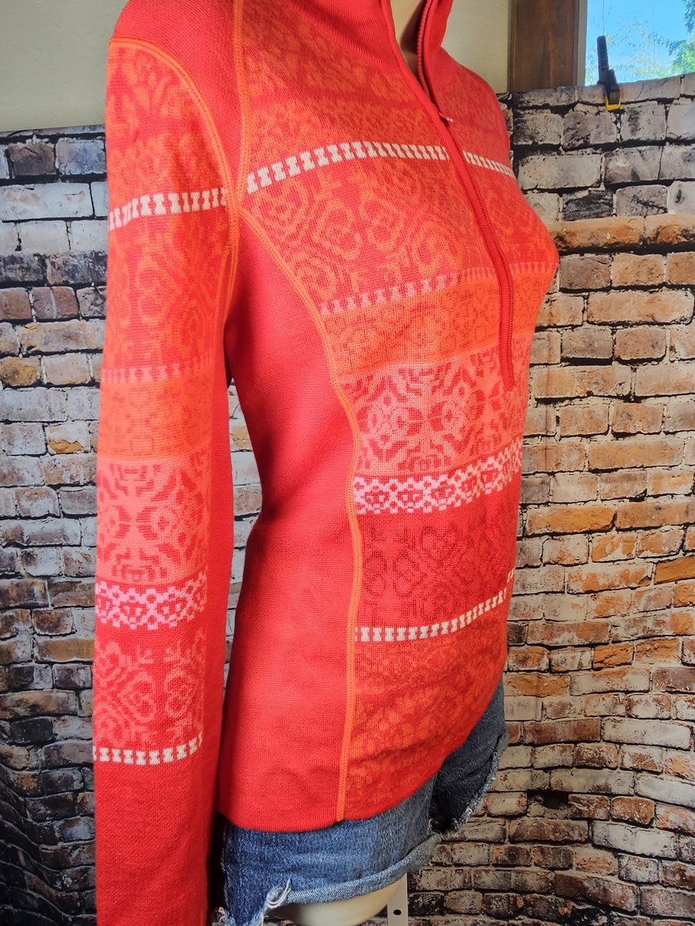 Icelandic Design Haley Half Zip Sweater Women's Sz L Red 100% Merino Wool NWT - Picture 4 of 9